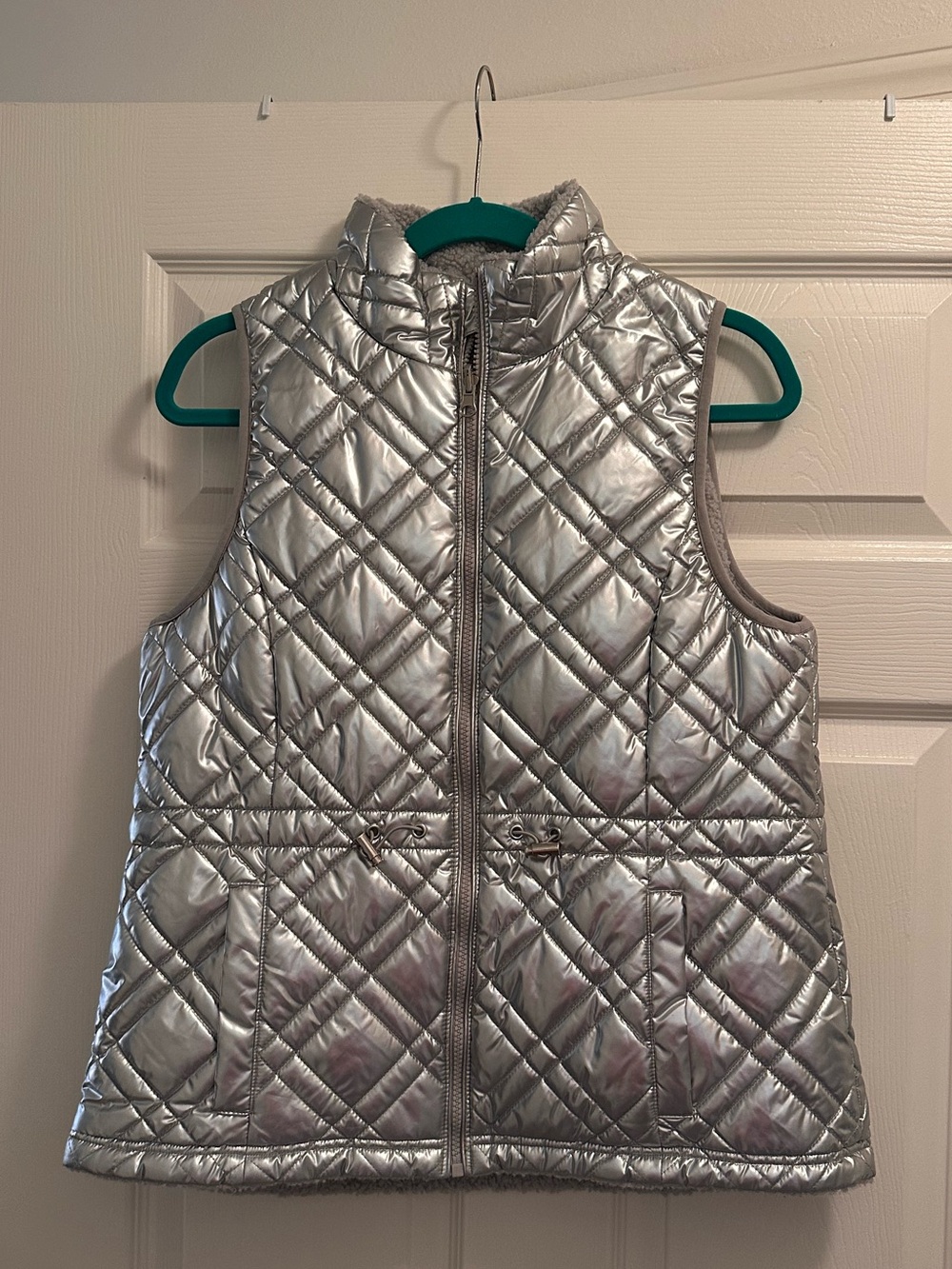 Silver Quilted Puffer Vest